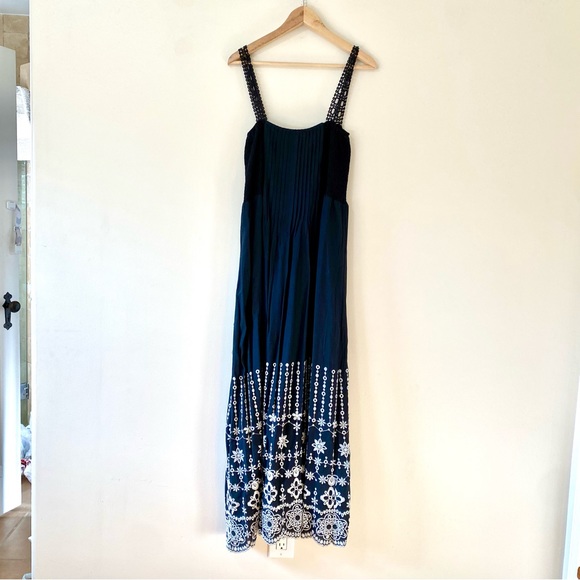 Parker June Embroidered Maxi Dress Black White Added Straps Medium - Picture 11 of 11